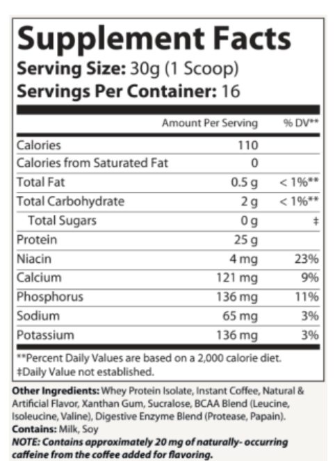 100% Whey Armor Isolate Protein Cappuccino