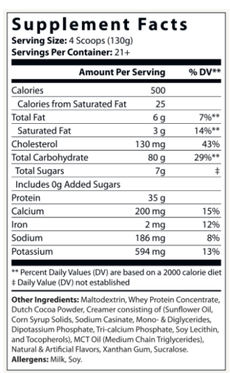 6lb Bulk Up! Mass Gainer Chocolate Milkshake w/Low Sugar