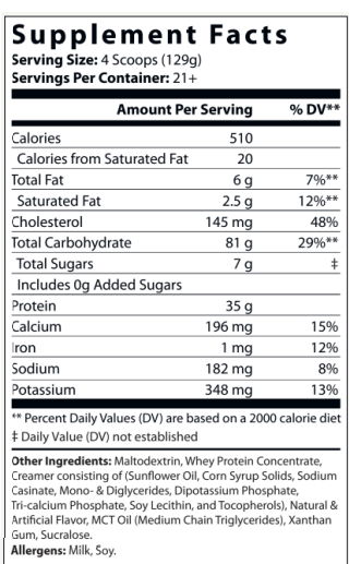 6lb Bulk Up! Mass Gainer Vanilla Milkshake w/Low Sugar